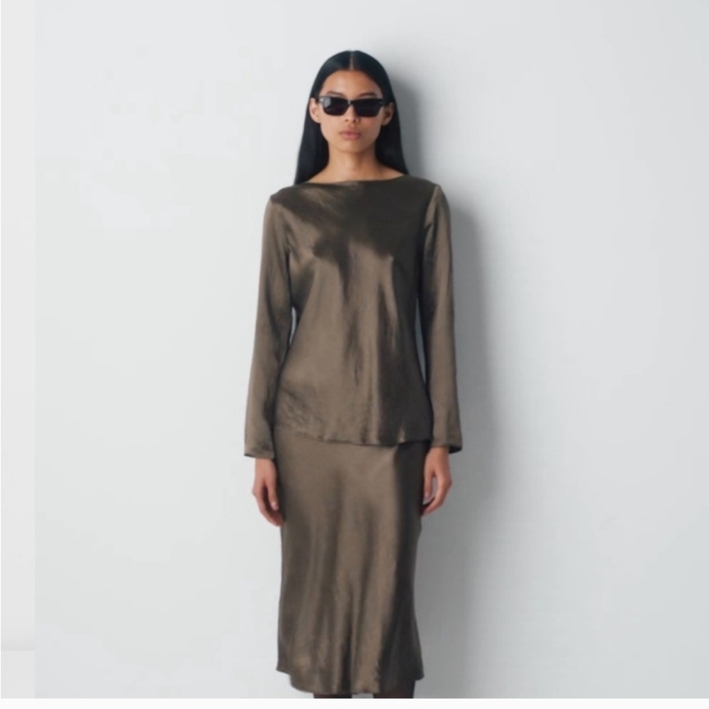 Babaton Womens Brown Silk Pull On Skirt Size 0 Nwot